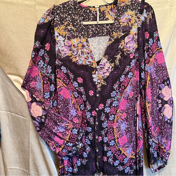 Free People Marais Printed Midi Dress in Black Combo, NWOT. Includes slip, NWOT. - Picture 10 of 16